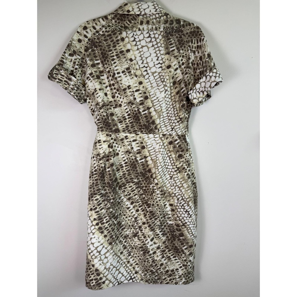 Marvin Richards Vintage Snakeskin Print Faux Wrap Sheath Dress Tan Brown Size 10 - Picture 4 of 11